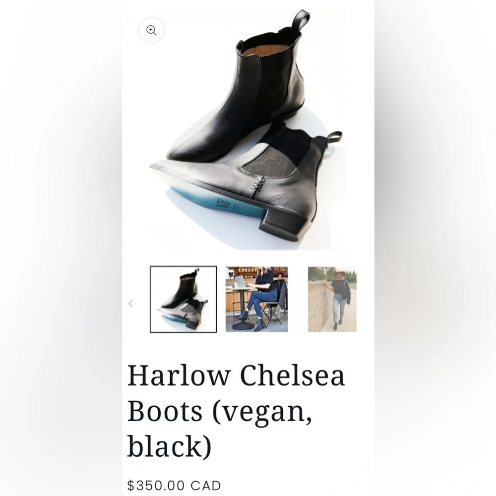 New Never Worn Voes&Company Harlow Chelsea Boots (vegan, black) size US 7/ EU 38 - Picture 6 of 7